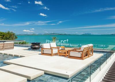 Luxury outdoor seating area overlooking the ocean