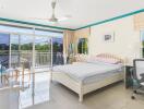 Bright bedroom with a balcony