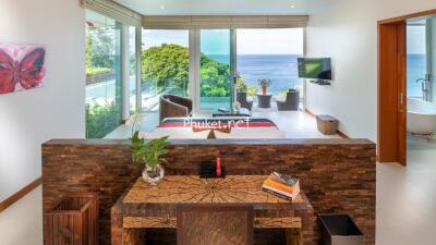 Spacious living room with ocean view