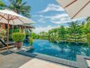 Luxurious outdoor area with pool and patio