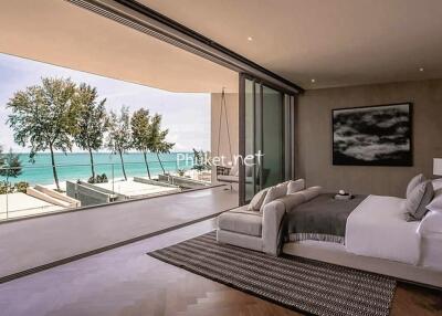 Spacious modern bedroom with ocean view