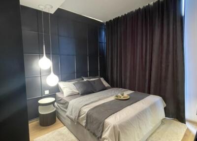 Modern bedroom with cozy lighting and minimalistic decor