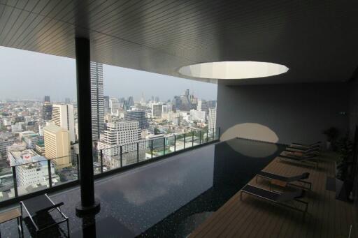 Rooftop pool with city skyline view