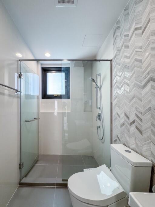 Modern bathroom with shower and toilet