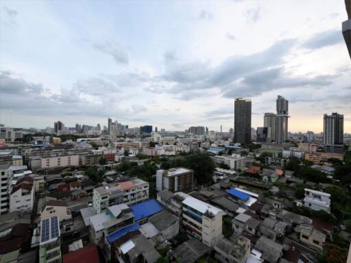 Skyline view of the city with multiple buildings and skyscrapers