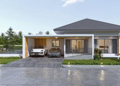 Modern single-story house with a two-car garage