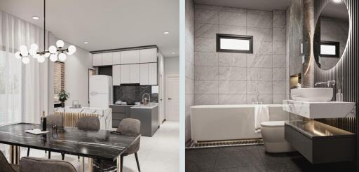 Modern kitchen and bathroom with contemporary designs