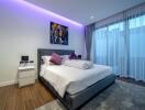 Modern bedroom with cozy lighting and contemporary decor