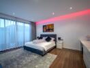 Modern bedroom with decorative lighting