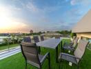 Rooftop terrace with outdoor dining furniture