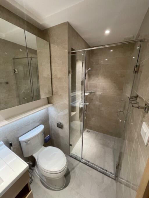 Modern bathroom with glass shower