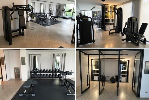 Modern and well-equipped gym with various exercise machines and free weights