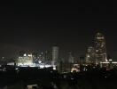 Night view of city skyline with buildings