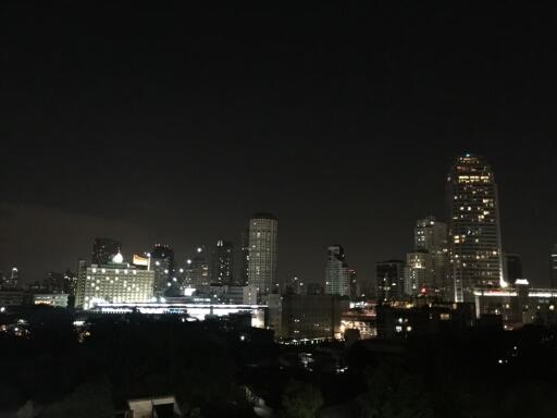 Night view of city skyline with buildings