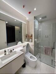 Modern Bathroom with Glass Shower and Vanity