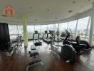 Modern gym with city view