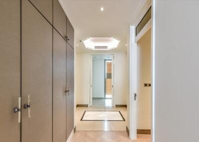 Spacious hallway with modern design and built-in storage