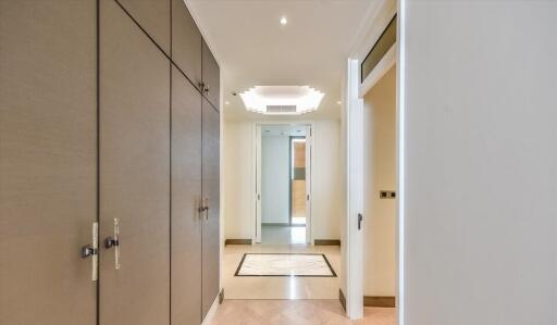 Spacious hallway with modern design and built-in storage