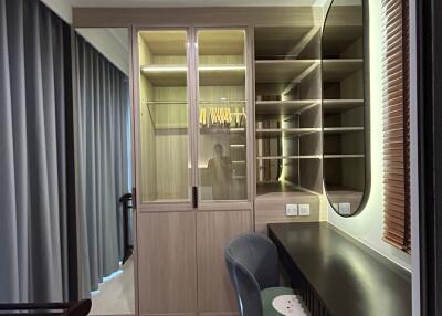 Modern bedroom with wardrobe and work desk