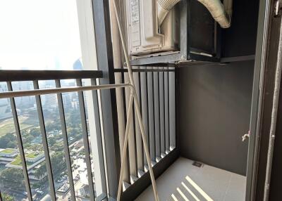 Modern high-rise balcony with air conditioning unit
