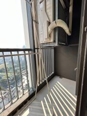 Modern high-rise balcony with air conditioning unit