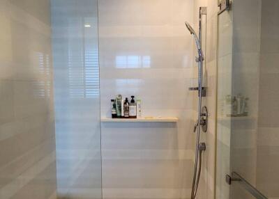 Modern bathroom with glass shower enclosure