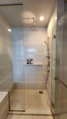 Modern bathroom with glass shower enclosure