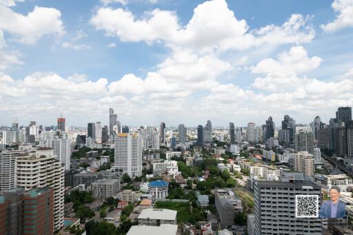 Skyline view of a cityscape with numerous buildings under a cloudy sky