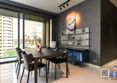 Modern dining area with large window