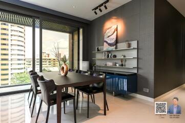 Modern dining area with large window