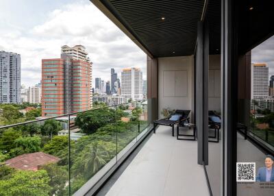 Modern balcony with a city view