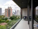 Modern balcony with a city view