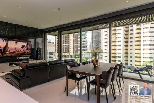 Modern living room with city view