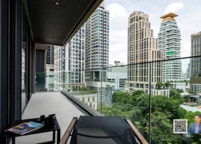 Modern balcony with city view