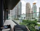 Modern balcony with city view