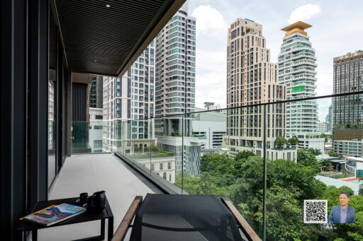 Modern balcony with city view