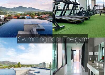 Swimming pool, gym, and hallways