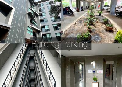Building exterior and parking area