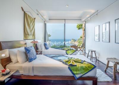 Modern bedroom with ocean view