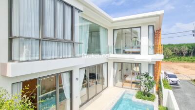 Modern two-story house with pool