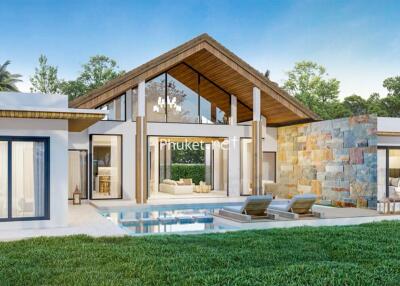 Modern villa with pool and greenery