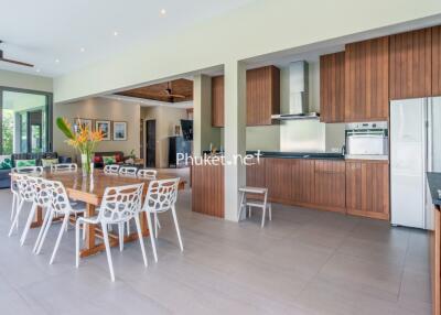 Spacious kitchen and dining area with modern amenities