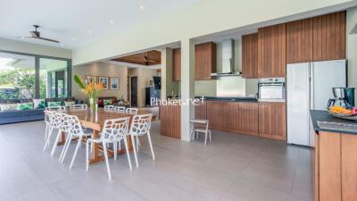 Spacious kitchen and dining area with modern amenities