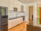 Modern kitchen interior with appliances and island