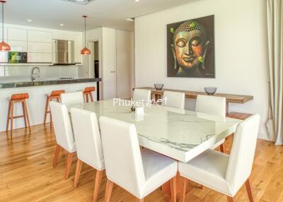 Modern dining area with kitchen