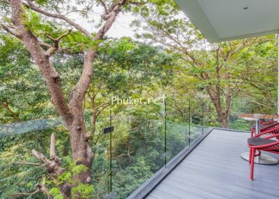 Outdoor balcony with forest view