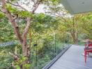 Outdoor balcony with forest view