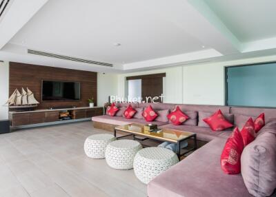 Spacious living room with sectional sofa and modern decor