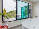 Bathroom with scenic view