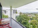 Modern balcony with city and nature view